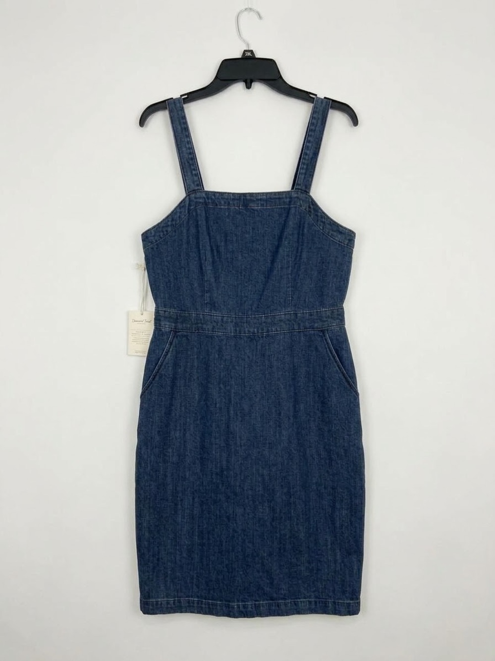 Universal Thread Dark Blue Denim Midi Pinafore Dress